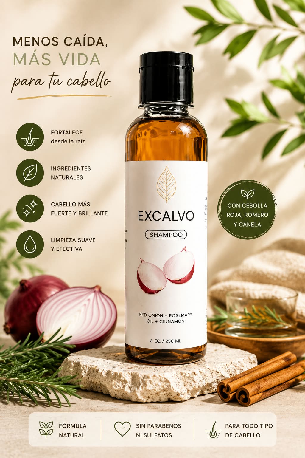 Shampoo Excalvo - Ayuda a Reducir la Caída y Fortalecer el Cabello