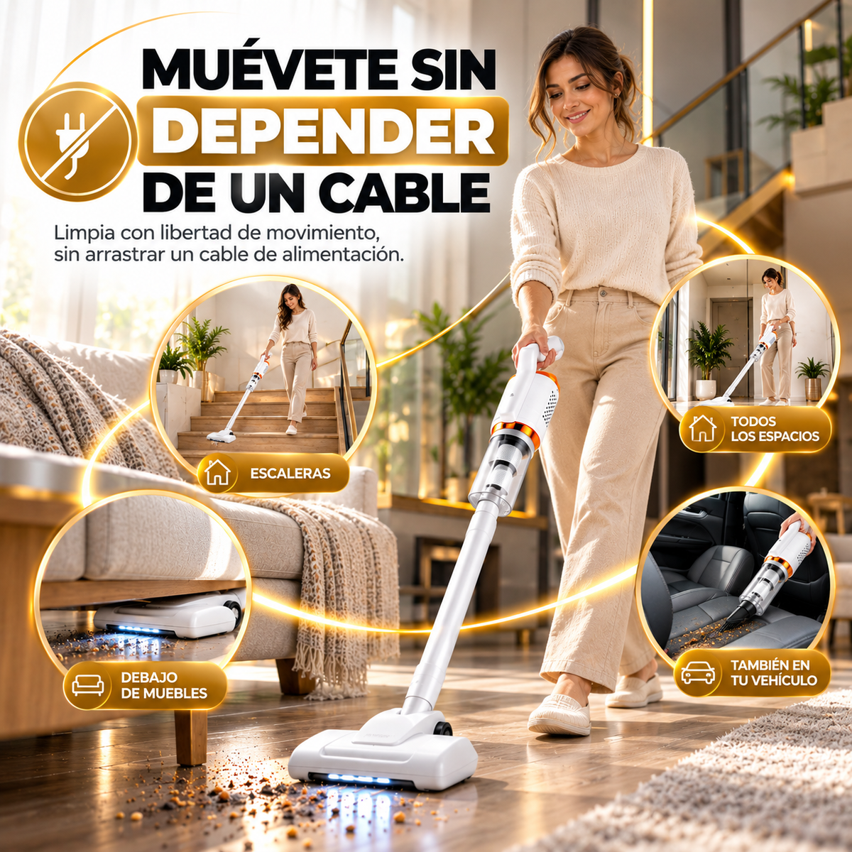 Aspiradora 3 en 1 Inalámbrica — Limpieza práctica para tu hogar