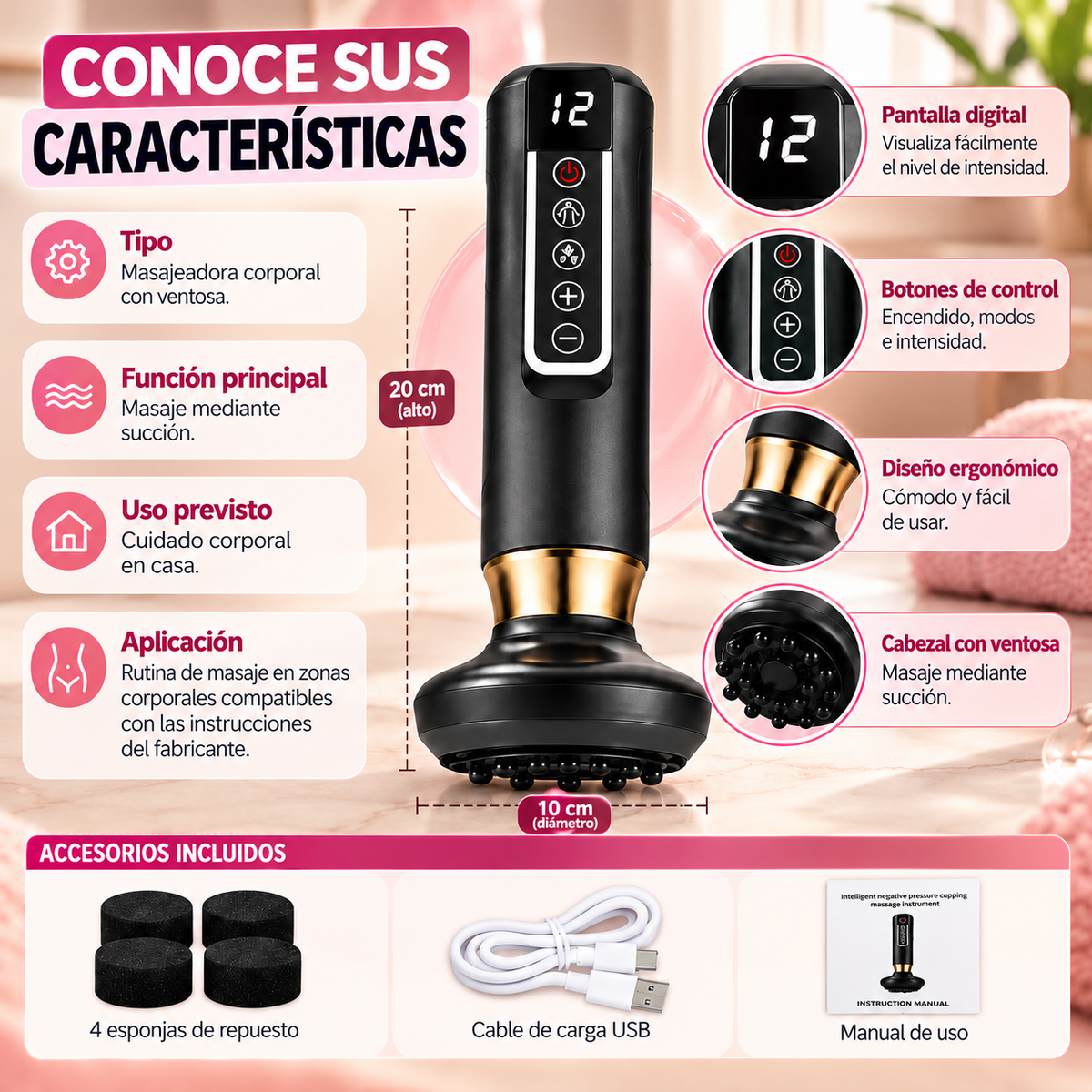 MASAJEADORA CON VENTOSA ANTICELULITIS ✨🍑 | CUIDA LA APARIENCIA DE TU PIEL DESDE CASA 💖